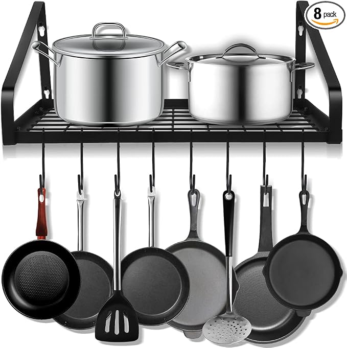 Felibeaco Hanging Pots & Pans Rack, Wall Mounted Pots Pans Organizer Holder Rack by MakeYourLifeEasier
