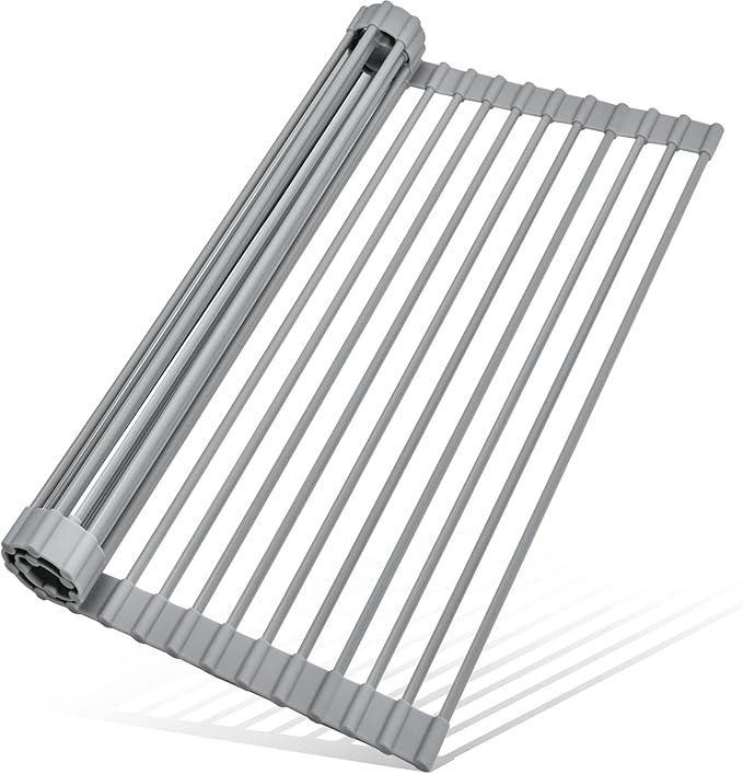 MERRYBOX Roll Up Dish Drying Rack, Silicone Wrapped Over The Sink Dish Rack by MERRYBOX