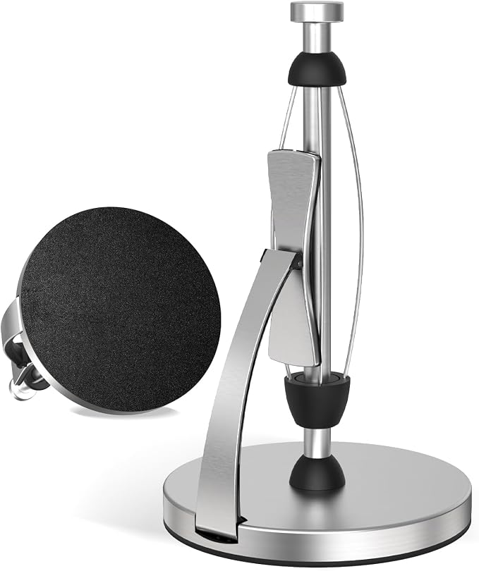 VEHHE Paper Towel Holder Countertop, One-Handed Tear, Stainless Steel, Stand by VEHHE