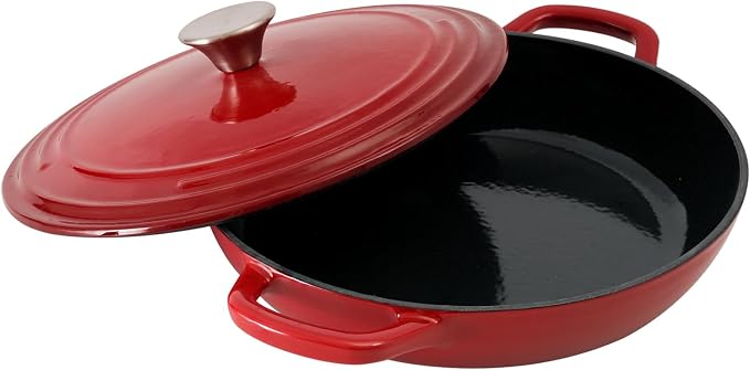 Flavehc Braiser Enameled Cast Iron Braiser 2.25 qt Braiser Pan - Image 2