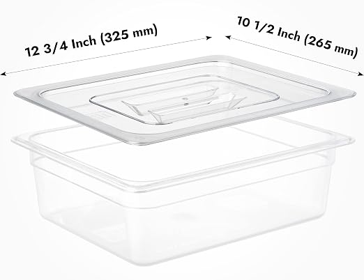 CURTA 6 Pack NSF Food Pan Cover, 1/2 Size Clear Polycarbonate Lid - Image 2