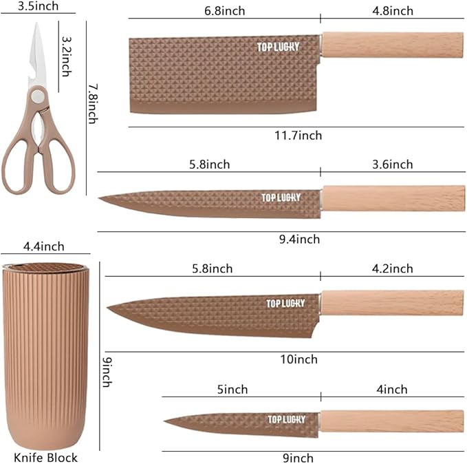 Knife Set, Wiztoynia 6-Piece Coffee Kitchen Knife Set - Image 6