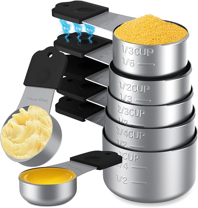 Magnetic Measuring Cups, Stainless Steel Kitchen Aid Cups Measuring set by Unknown