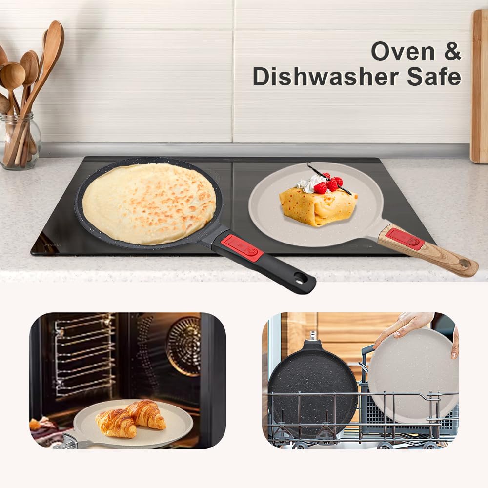 RANX INGST Non Stick Crepe Pan with Detachable Handle, 10 Inch Cast