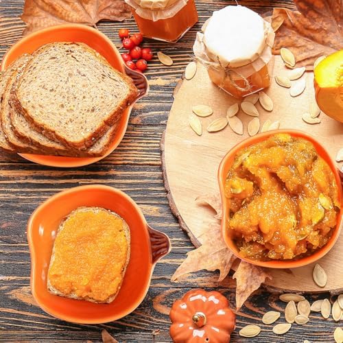 12 Pack Ceramic Pumpkin Bowls, 6 oz Small Fall Ramekins, Pumpkin