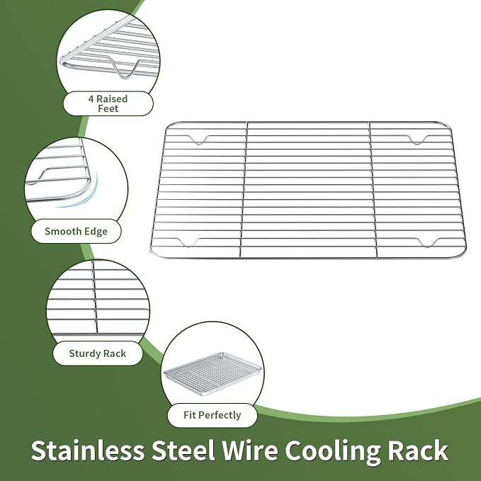Baking Sheet with Wire Rack Set: 3 Baking Pans + 3 Cooling Racks - Image 3