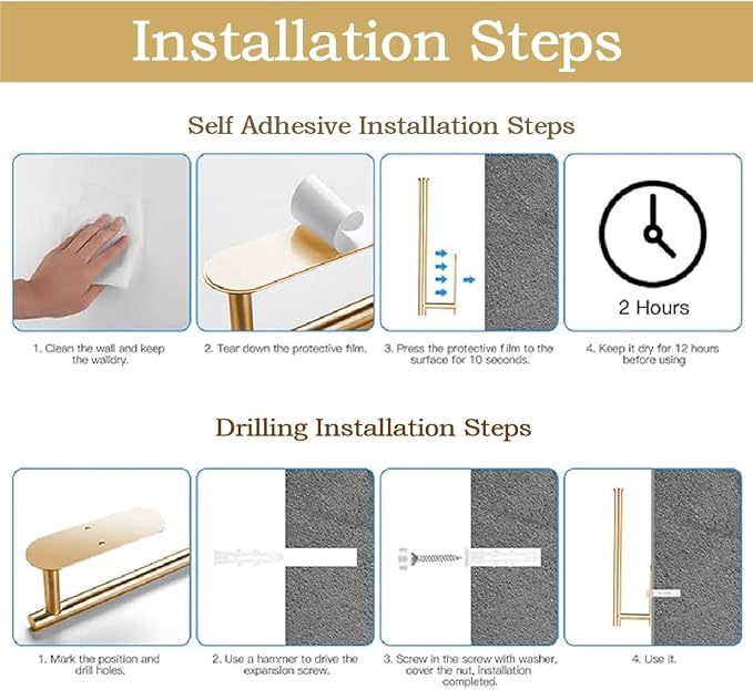 Self Adhesive Paper Towel Holder Under Cabinet Mount, Wall Mounted Paper Towel - Image 6