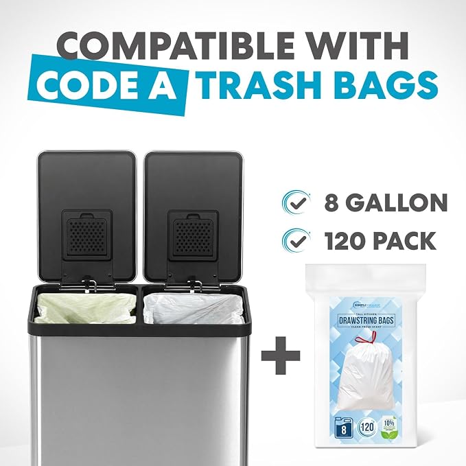 Simpli-Magic 16 Gallon Dual Compartment Step Trash Can – Kitchen Garbage Can - Image 7