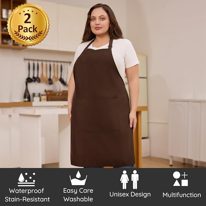 2 Pcs Plus Size Chef Apron, Unisex Professional Apron - Image 2