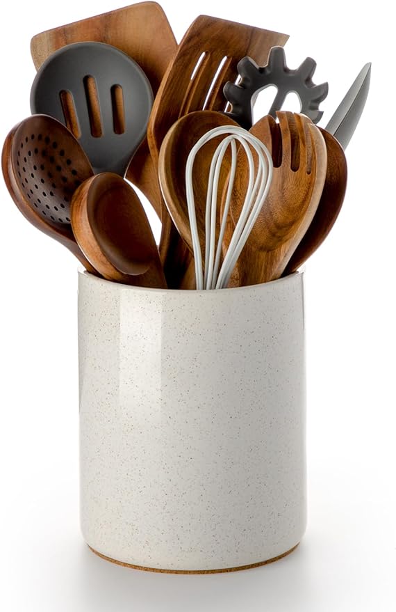 Nucookery Utensil Holder, 6.4" Ceramic Kitchen Utensil Holder by Nucookery