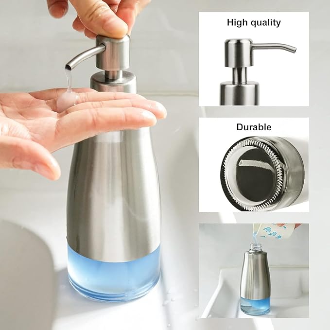AUMIO Soap Dispenser with Non-Slip Silicone Pad, 2 Pack Kitchen Dish Refillable - Image 5