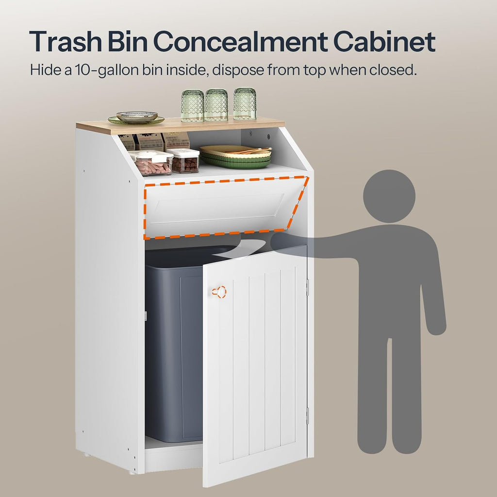 Trash Cabinet, Freestanding Trash Can Cabinet, Wooden Recycling with