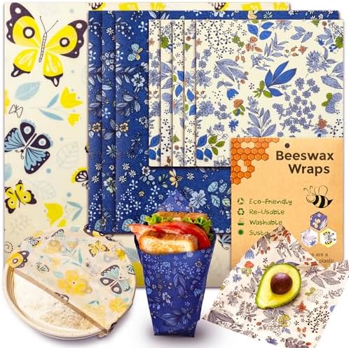 OHIYO Reusable Beeswax Food Wrap, 9 Pack