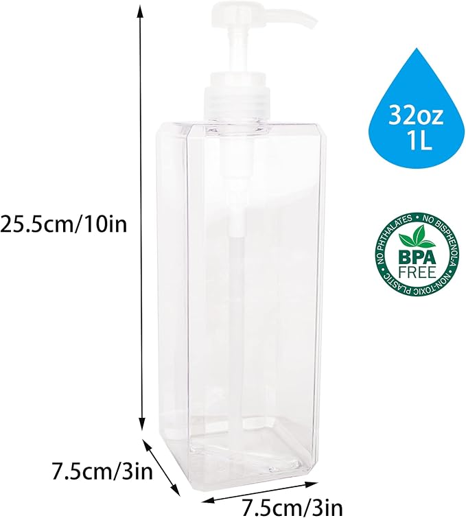 Pump Bottle, Refillable Plastic Empty Lotion Soap Dispenser Liquid Container - Image 5