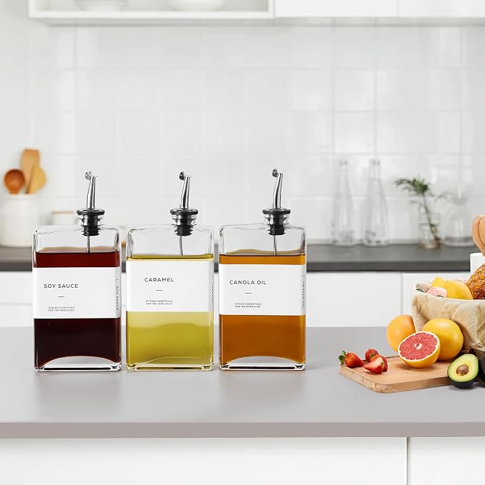 Olive Oil Dispenser Bottle for Kitchen, 3 Pack Glass Oil and Vinegar Dispenser - Image 6