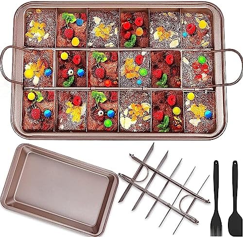 Brownie Pan with Dividers, Non Stick Brownie Baking Pan, 18 Pre-slice