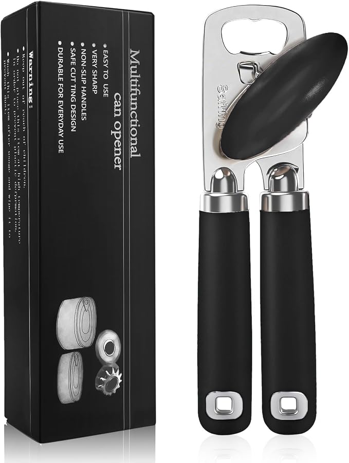 Safring Can Opener Manual, Heavy Duty Stainless Steel Smooth Edge Can Openers by Safring