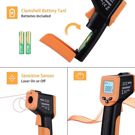 Infrared Thermometer Gun for Cooking, OnniOne Laser Thermometer Gun for - Image 4