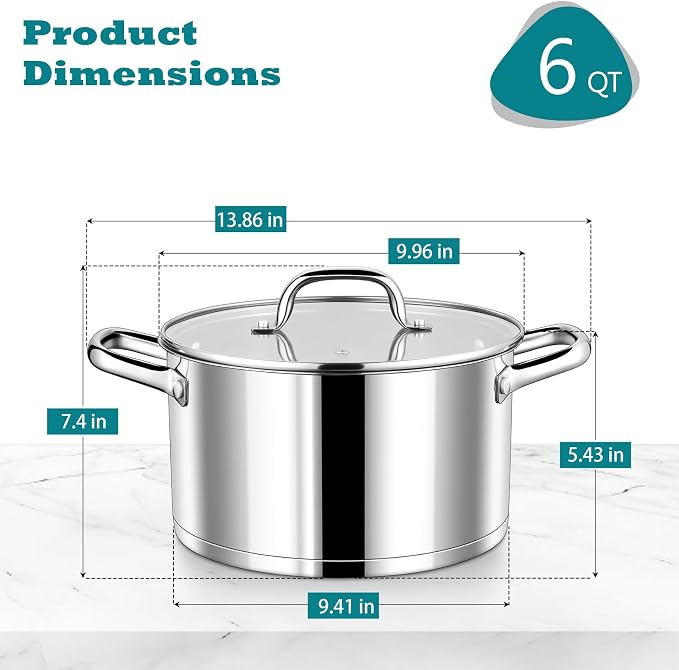 P&P CHEF 6 Quarts Cooking Stock Pot - Image 2