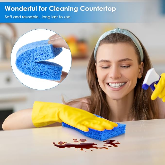 8PCS Dish Sponges Kitchen, Premium Blue Dish Washing Kitchen Sponge, Compressed - Image 4