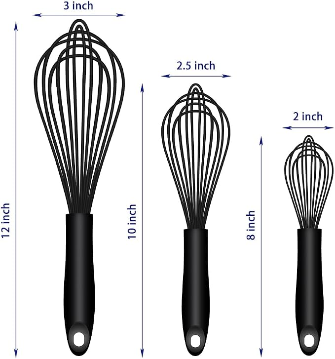 OYV Dishwasher Safe Silicone Whisk, Sealed Waterproof Design Set of 3, - Image 6