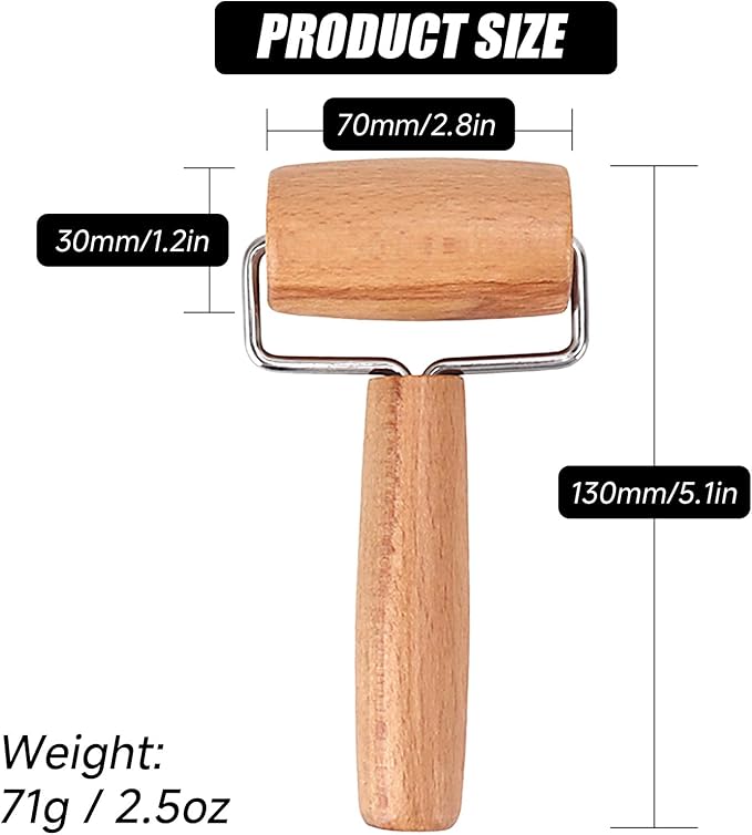 Small Rolling Pin, Wooden Dough Roller, Non-Stick Pizza Roller, T Type Rolling - Image 2
