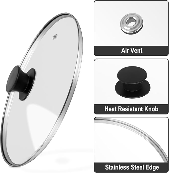 Pan Lid 8 Inch - Tempered Glass Pot Lid - Replacement Pan Cover - Image 3
