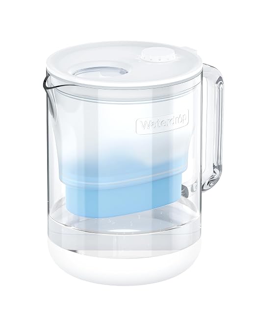 Waterdrop PT-72C-A Glass Alkaline Water Filter Pitcher, Eco-Friendly, Enhances by Waterdrop