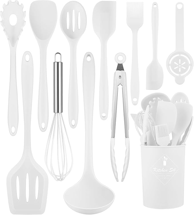 Kitchen Utensils Set-12 Pieces Silicone Cooking Utensils Set 392°F Heat by Pranski
