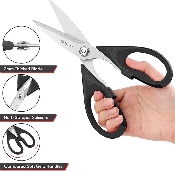 Small Kitchen Scissors 8-inch, iBayam 2 Pack Kitchen Shears All Purpose Meat - Image 6