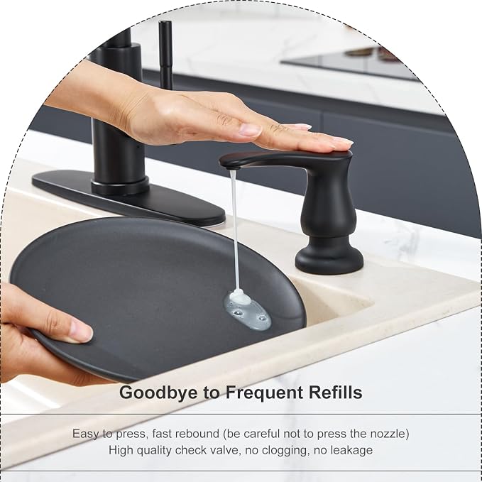 GAGALIFE Kitchen Sink Soap Dispenser Matte Black, Under Sink Soap Dispenser - Image 5