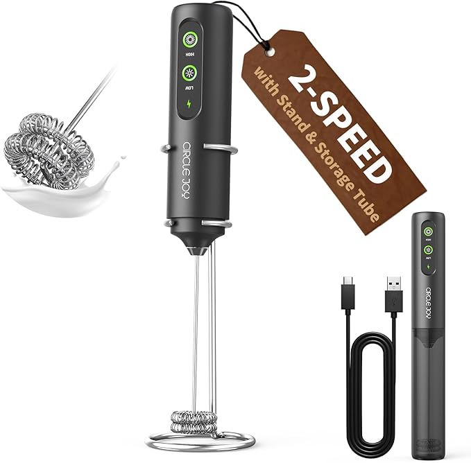 CIRCLE JOY Rechargeable 2-Speed Handheld Milk Frother by CIRCLEJOY