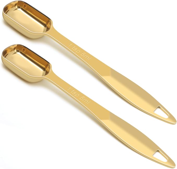 2 Pcs 1 Teaspoon Stainless Steel Single Measuring Spoon, Long Handle Metal by AUOIKKHOMEGARDEN