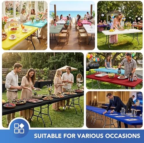 Fitted Tablecloth for 6 Foot Rectangle Tables-Black Picnic Table
