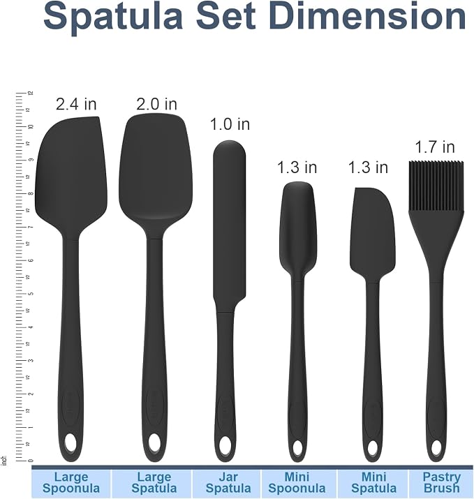 Silicone Spatula Set, 6 Pieces Food Grade Kitchen Utensils - Image 2