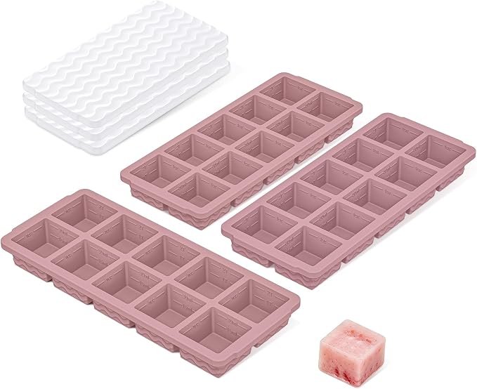 Doasuwish Ice Cube Trays with Lid, 3 Pack 10 Cubes 2 Tbsp. Silicone Ice Cube by Doasuwish