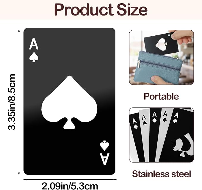 40Pcs Ace of Spades Bottle Openers, Poker Card Bottle Openers Portable - Image 2