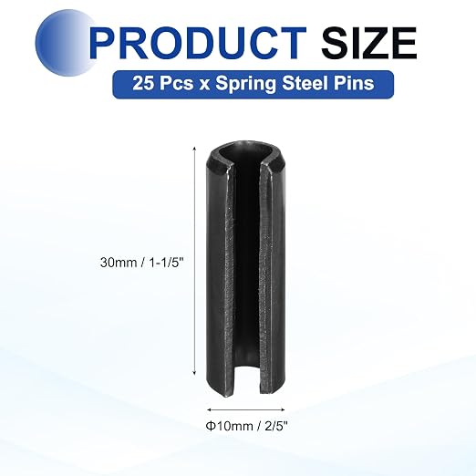 MECCANIXITY 25Pcs Slotted Split Roll Pins 2/5 Inch Dia. 1-1/5 Inch Length 65Mn - Image 2