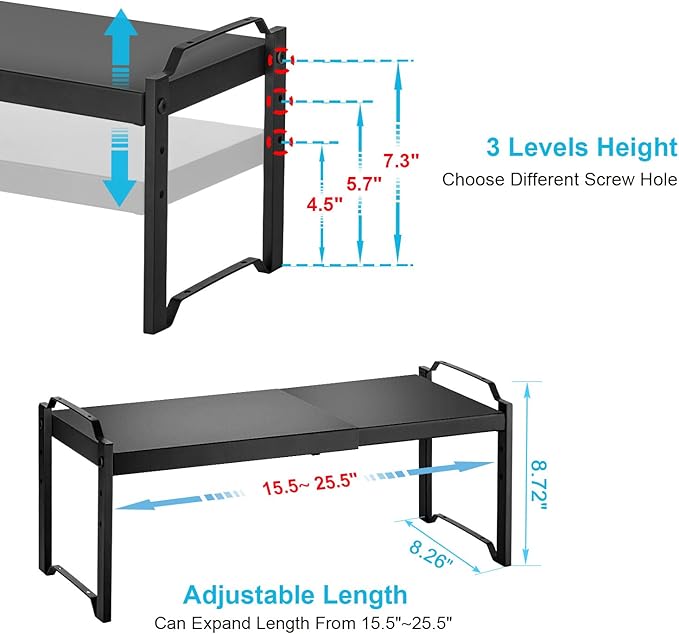 1 Pack Expandable Cabinet Countertop Shelves, Stackable Shelves Organizers - Image 2