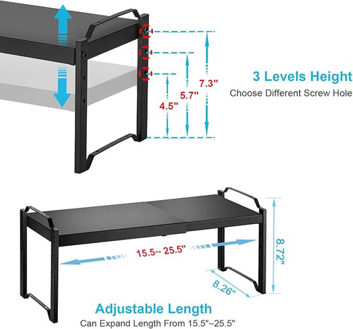 1 Pack Expandable Cabinet Countertop Shelves, Stackable Shelves Organizers - Image 2