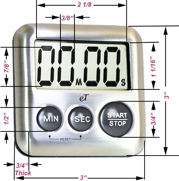 Elegant Digital Kitchen Timer Stainless Steel - Image 4