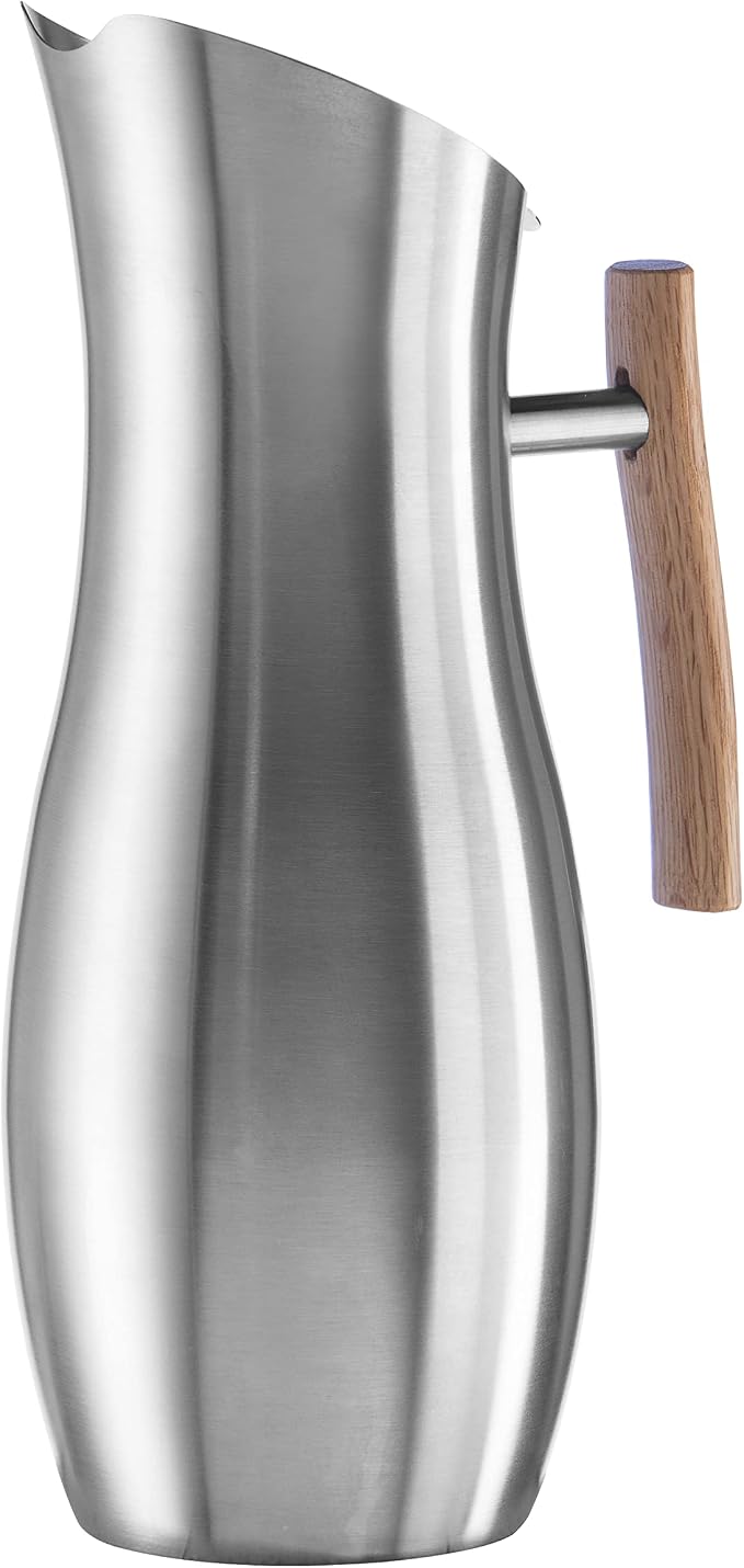 OGGI Slimline Stainless Steel Pitcher- Stainless Steel Water w/Ice Guard by OGGI