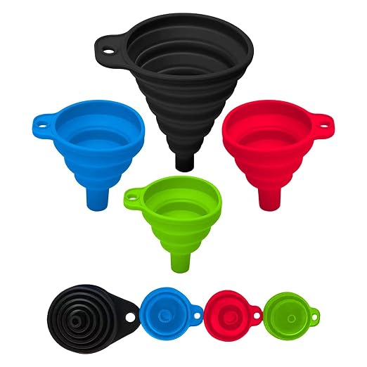 Set of 4 Silicone Collapsible Kitchen Funnel by VIGORPATH