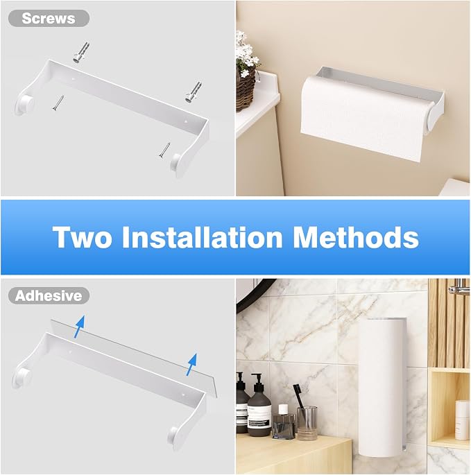 Paper Towel Holder Under Cabinet, Adhesive & Wall Mount, Under Counter Paper - Image 6