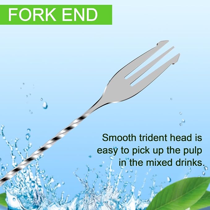 BRIOUT 2 Pcs Bar Spoon, 12 Inches Long Handle Drink Stirrer, Stainless Steel - Image 5