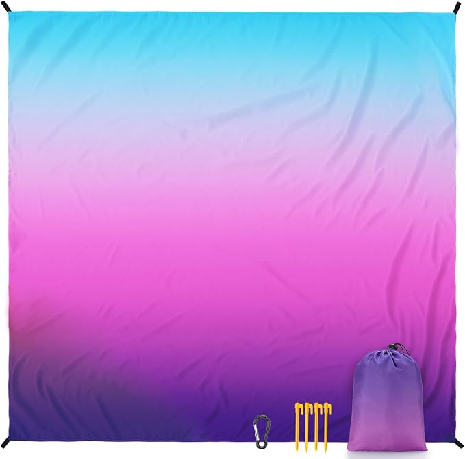WIWIGO Beach Blanket Waterproof Sandproof Beach Mat 79" X 83"/10'x9'for 2-8 - Image 2