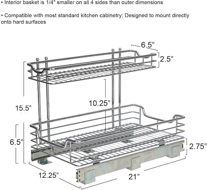 Household Essentials Glidez Multipurpose Chrome-Plated Steel Pull-Out/Slide-Out - Image 3