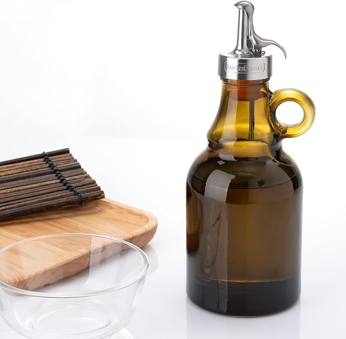 500ml Green Olive Oil Dispenser Bottle, 17oz Glass Oil and Vinegar Cruet - Image 7