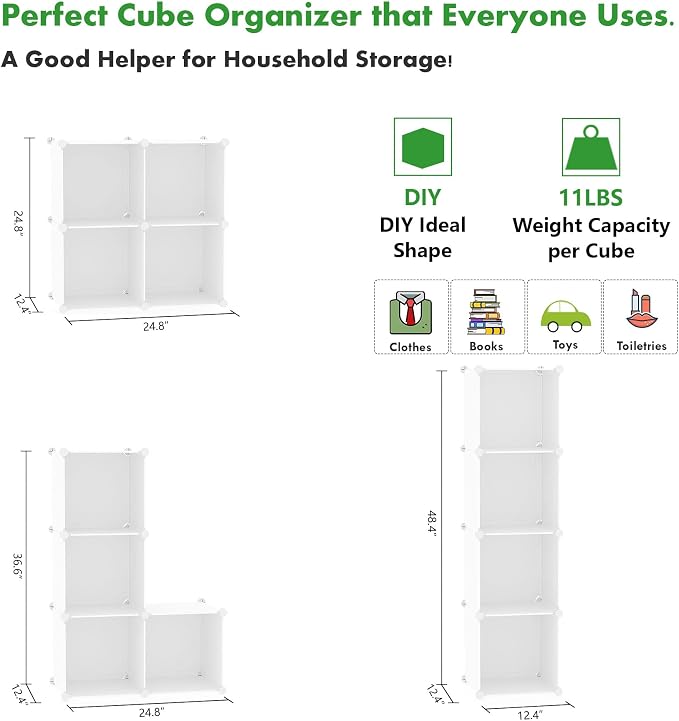 C&AHOME Cube Storage Organizer, 4-Cube Shelves Units, Closet Cabinet, DIY - Image 3