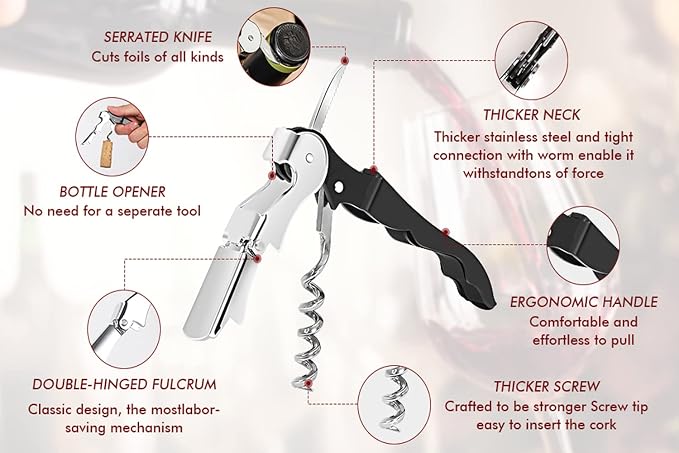 Kit-Home Professional Waiter Corkscrew Wine Openers Set, Upgraded - Image 2